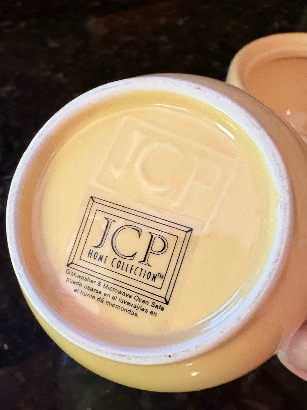 JCP Butter Yellow Ceramic Creamer and Sugar vintage art deco-style set